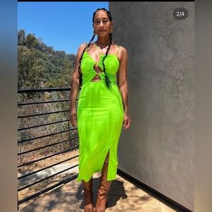 Neon green midi dress